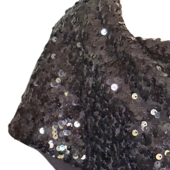 Sachin & Babi Naira Women's Midi Black Dress Off Shoulder Sequence Collar 8 NWT - Picture 7 of 15